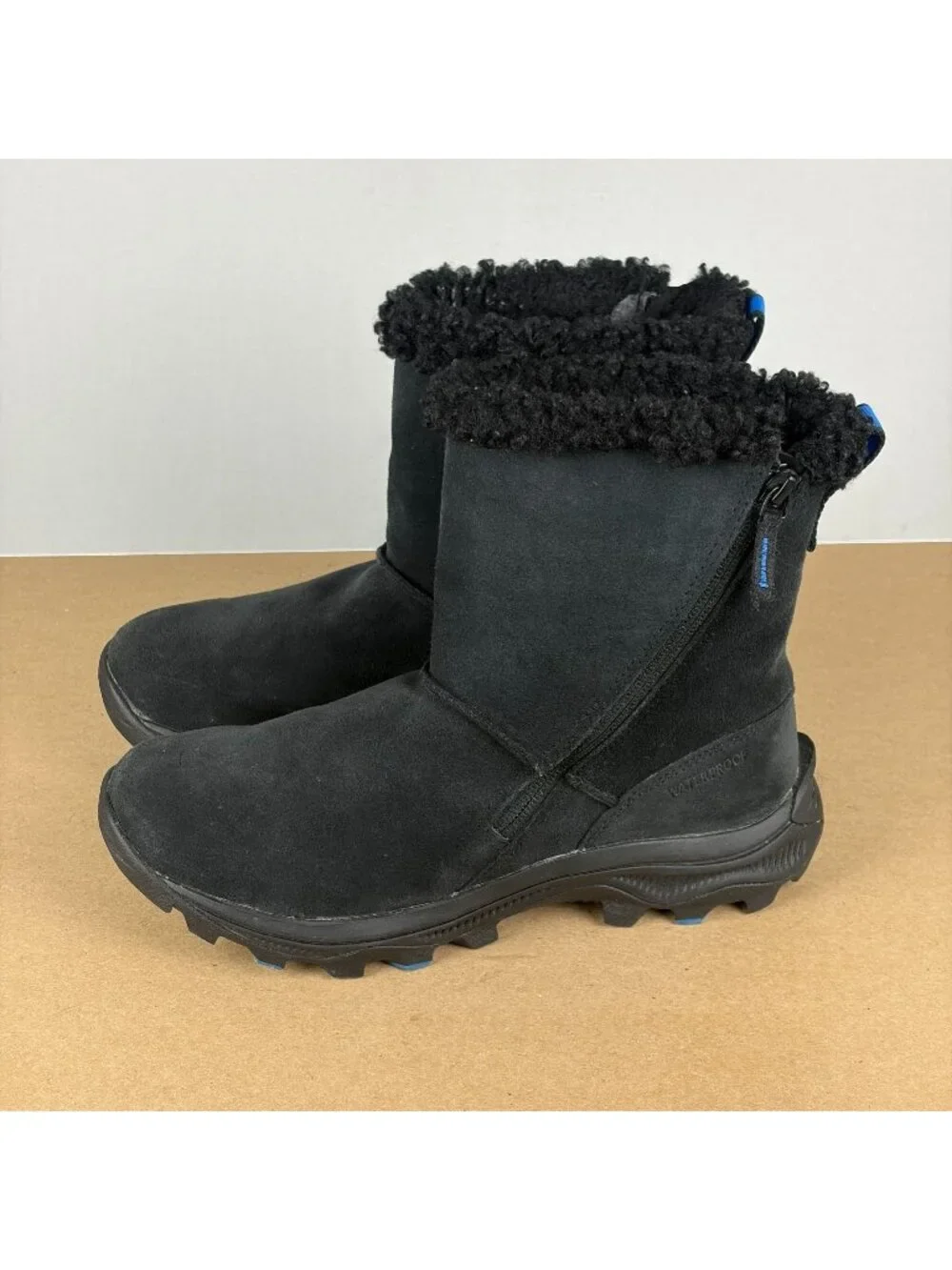 Merrell Icepack 2 Faux Fur Lined Winter Boots Womens 9 Black Side Zip Warm